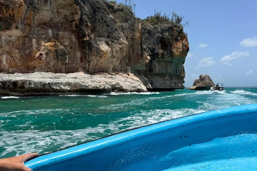 Boat ride past sea cliffs of Jaragua National Park