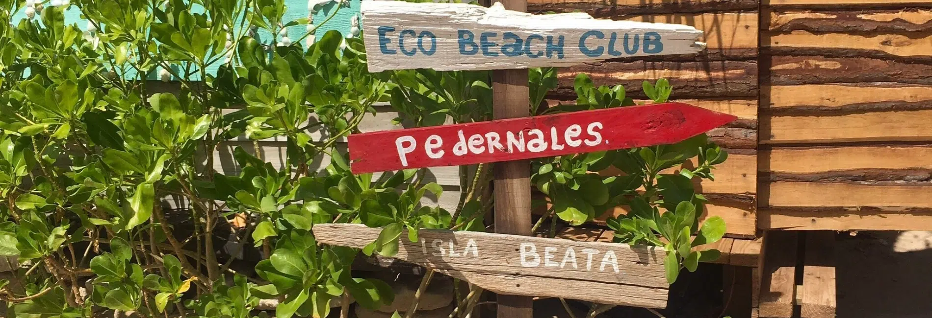 Colorful hand-painted directional signs pointing to the best of Cabo Rojo, Dominican Republic