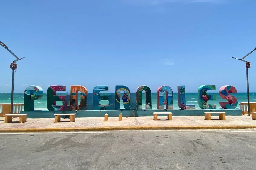 Colorful painted Pedernales sign in Cabo Rojo, Dominican Republic
