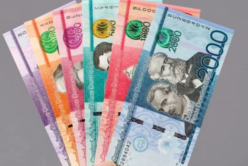 Colorful Dominican Republic peso banknotes