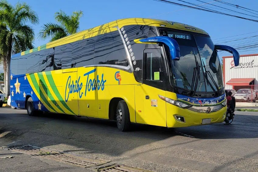 Caribe Tours intercity bus on Pedernales street