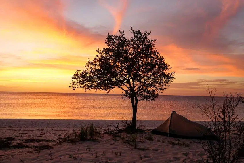 Photographing sunset at Bahia de las Aguilas