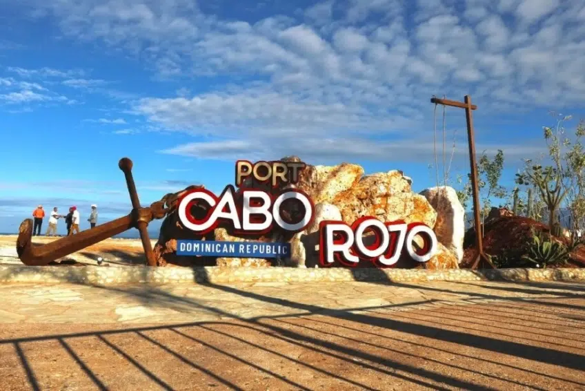 Port Cabo Rojo Dominican Republic welcome sign with anchor
