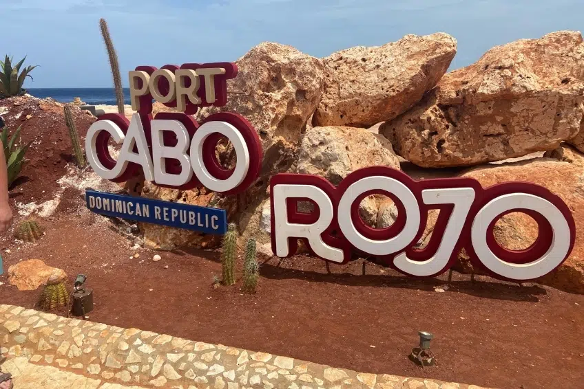 Port Cabo Rojo Dominican Republic welcome sign with anchor