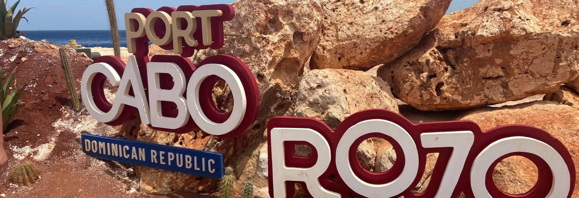 Port Cabo Rojo Dominican Republic welcome sign with anchor