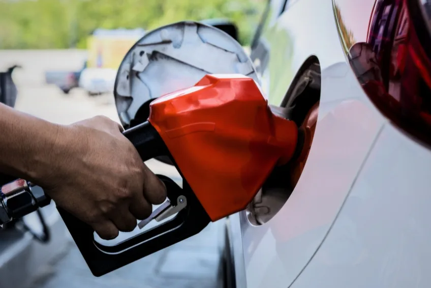 Pumping gas into a rental car in Cabo Rojo, DR