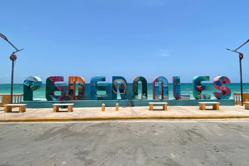 Colorful Pedernales sign on the Dominican Republic waterfront on Cabo Rojo