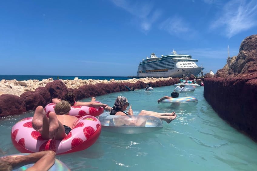 Cabo Rojo Cruise Port lazy river with cruise ship in the background