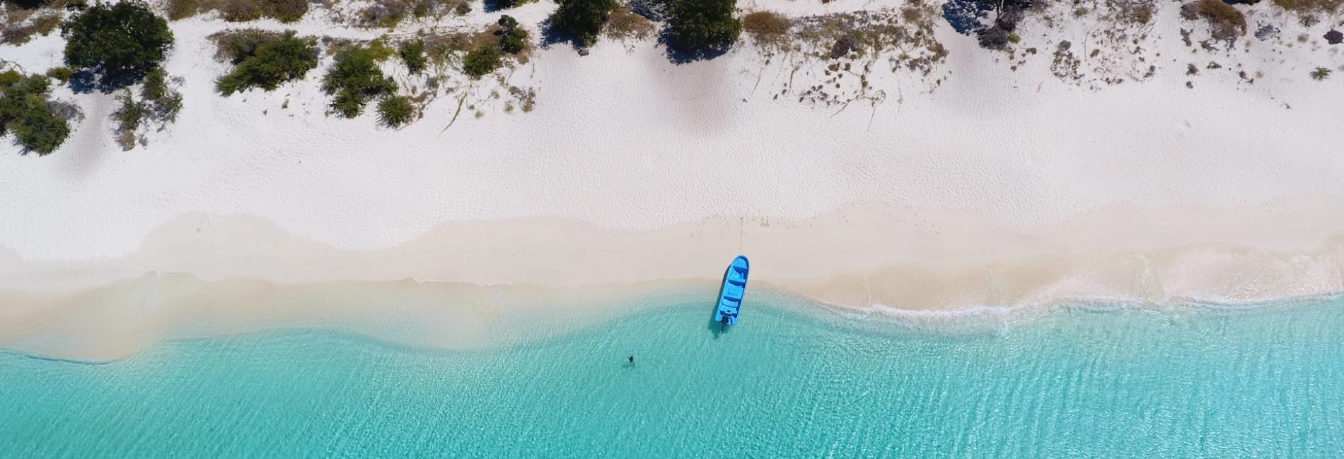 Aerial view of a boat at Bahia de las Aguilas