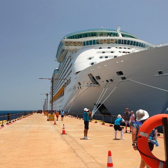 Large cruise ship docked at Port Cabo Rojo, Dominican Republic