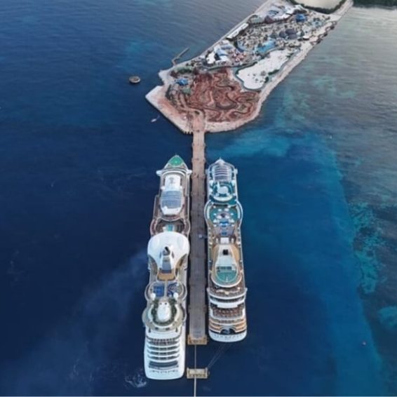 Two cruise ships docked at Cabo Rojo Cruise Port