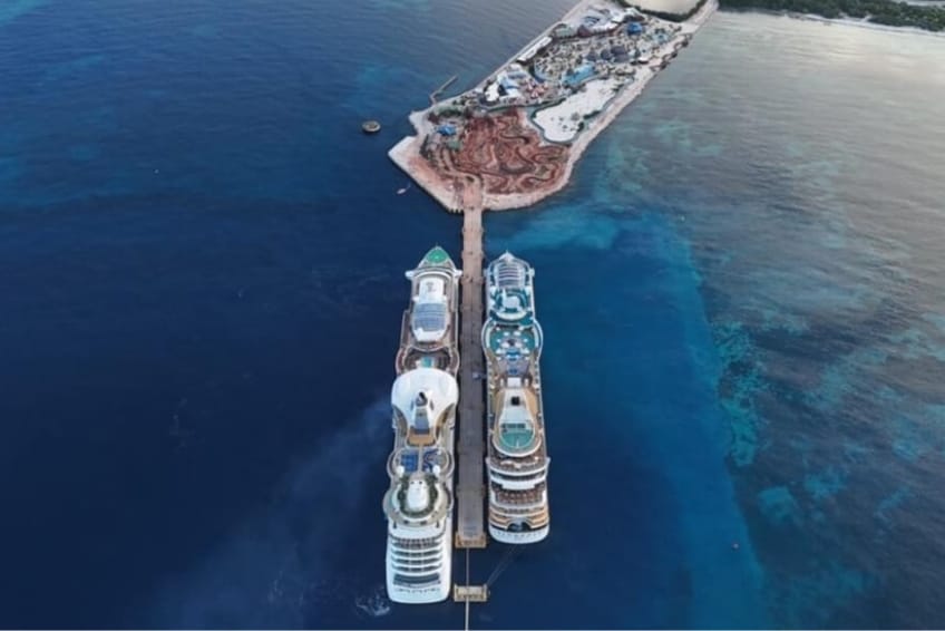 Two cruise ships docked at Cabo Rojo Cruise Port