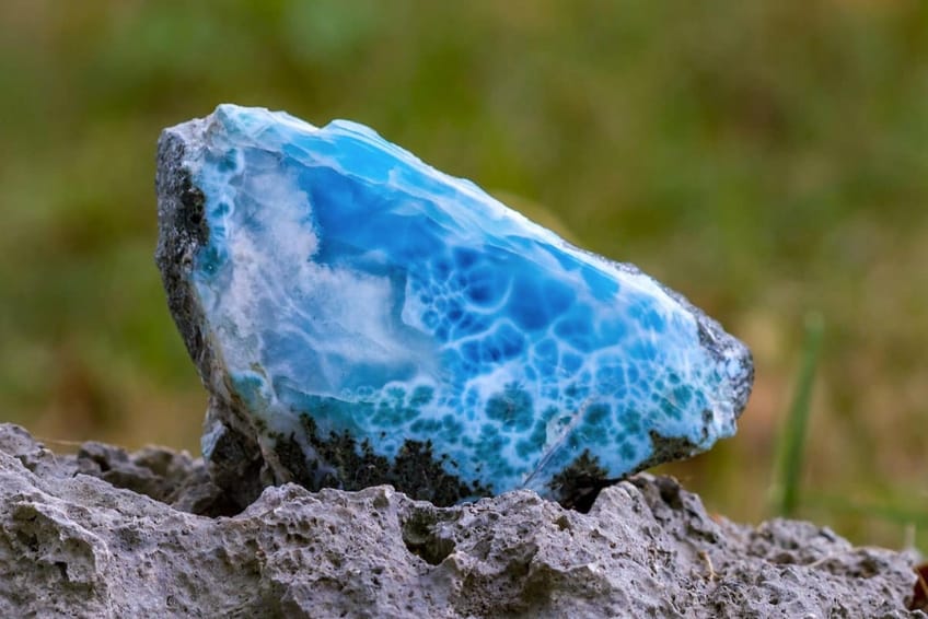 Larimar stone with distinctive blue webbing